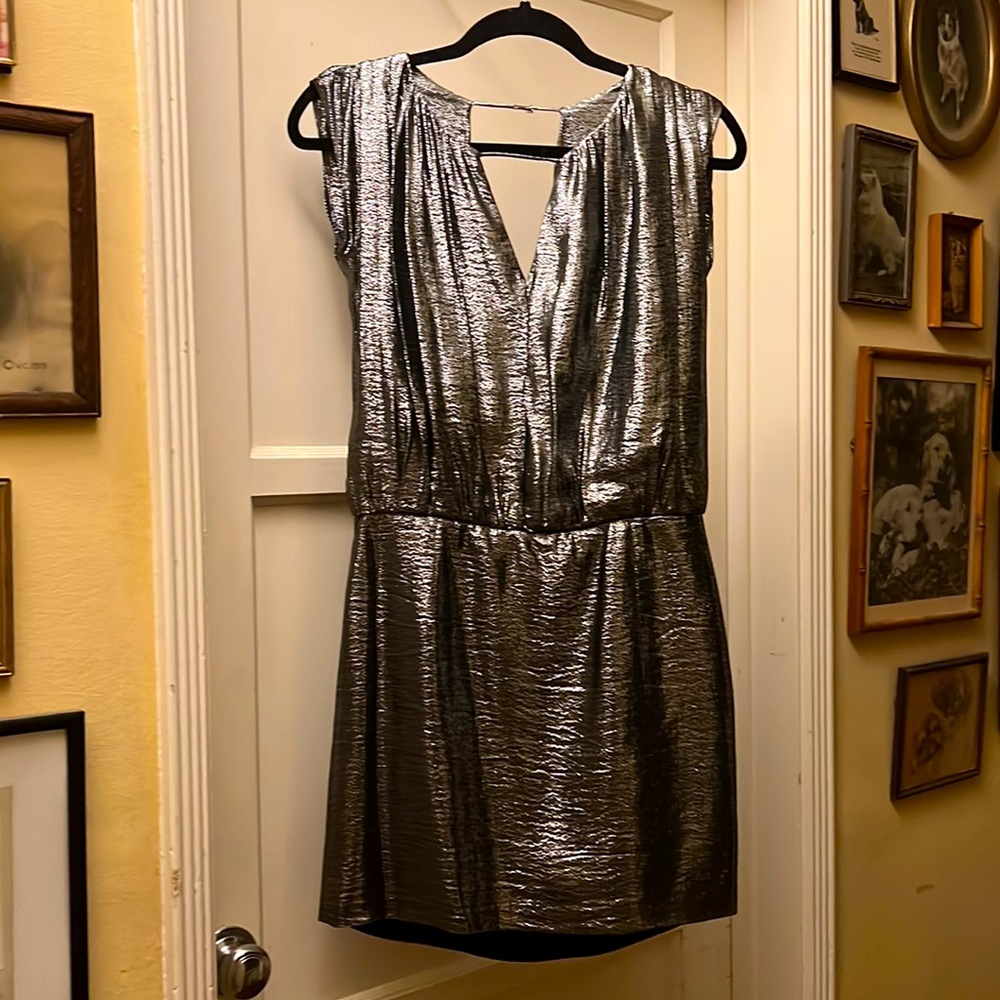 Opening Ceremony Metallic Silver Dress NEW